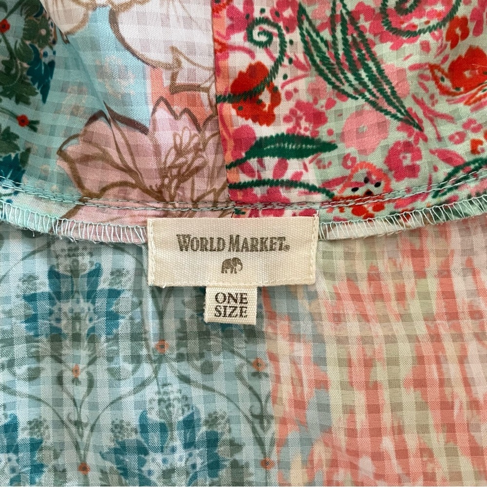 World Market Floral Kimono Cardigan Women’s One Size Patchwork Boho Oversized - Picture 3 of 14